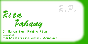 rita pahany business card