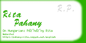 rita pahany business card